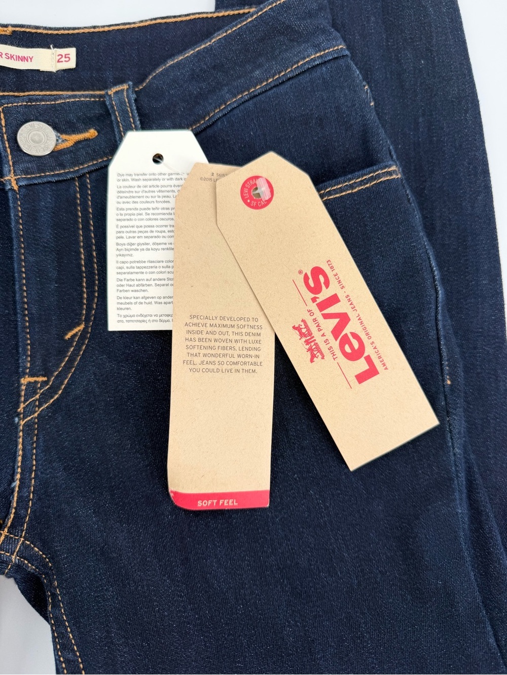 Levi’s 535 Super Skinny Jeans Womens 25x30 Dark Wash Blue Denim Stretch NWT - Picture 5 of 16